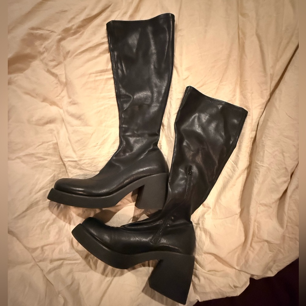 Steve Madden Black Platform Block Heel Boots